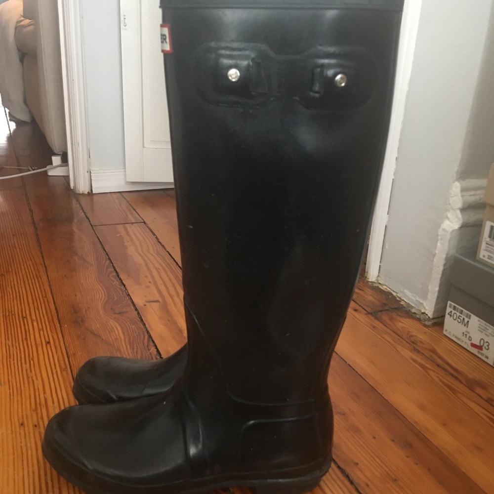 Hunter Tall Rubber Black Boots S10